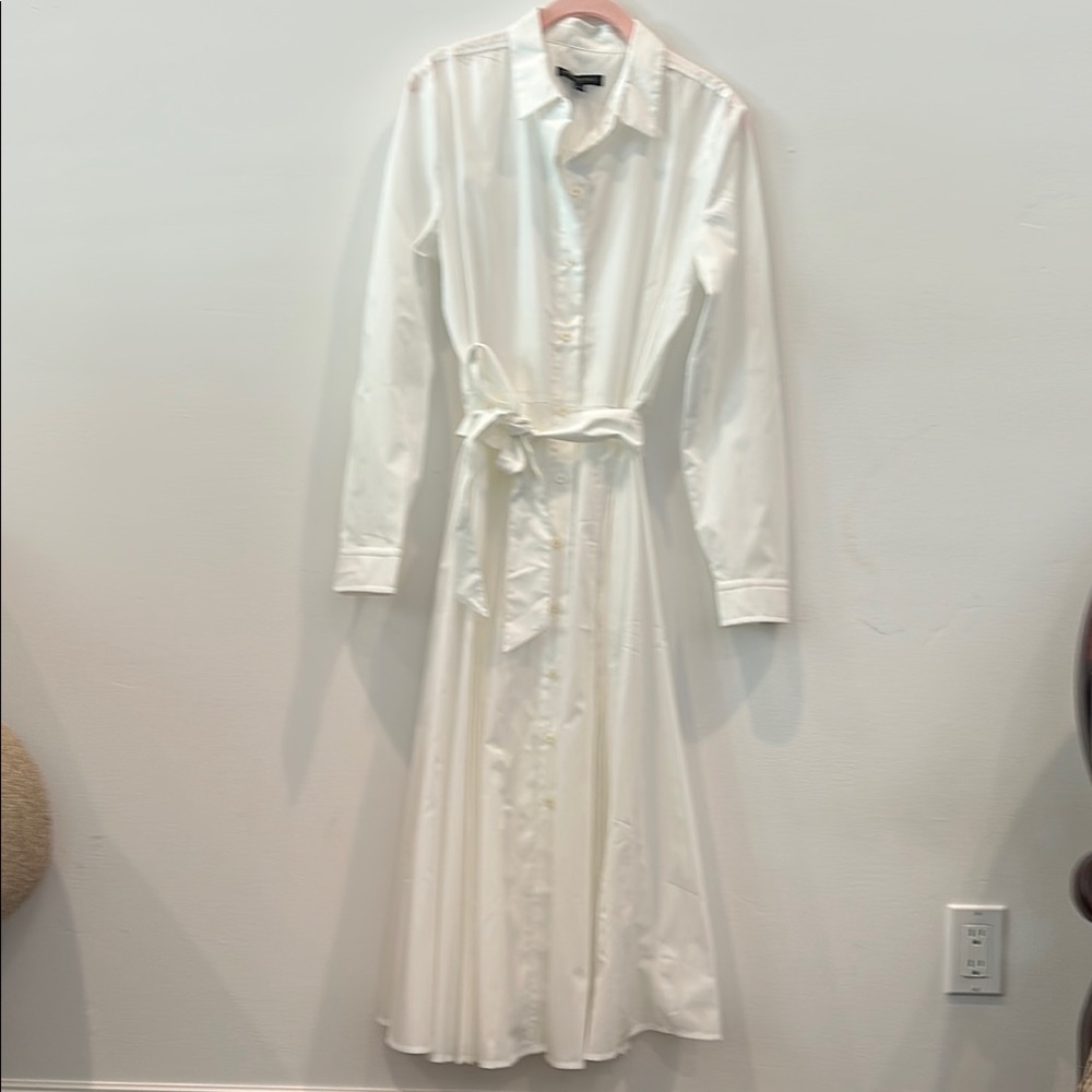 Banana Republic Classic White Long Sleeve Dress